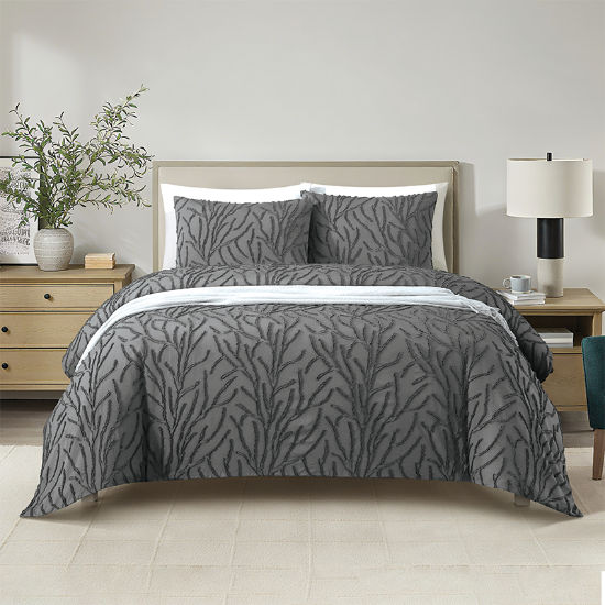 Picture of Asha Duvet Cover 3pc Set-Grey-King-230x200cm