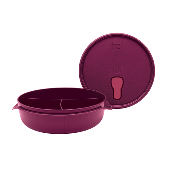 Picture of Microwavable Round Divided Luncher 1Lt - Cherry